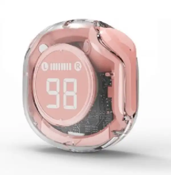 TWST-01-PK Gembird bluetooth V5.4 slusalice, TWS, LCD, Transparent, pink