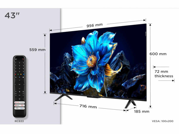 Televizor TCL 43P7KQLED43''4K60HzGoogle TVcrna' ( '43P7K' ) 