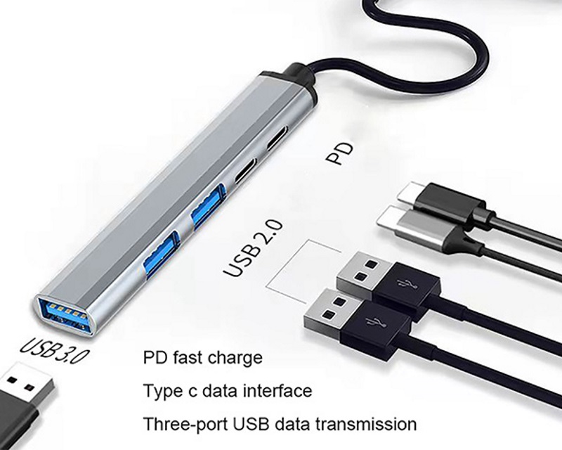 FAST ASIA Adapter USB 3.1 tip-C na 3xHUB 3.0+TIP C+ PD