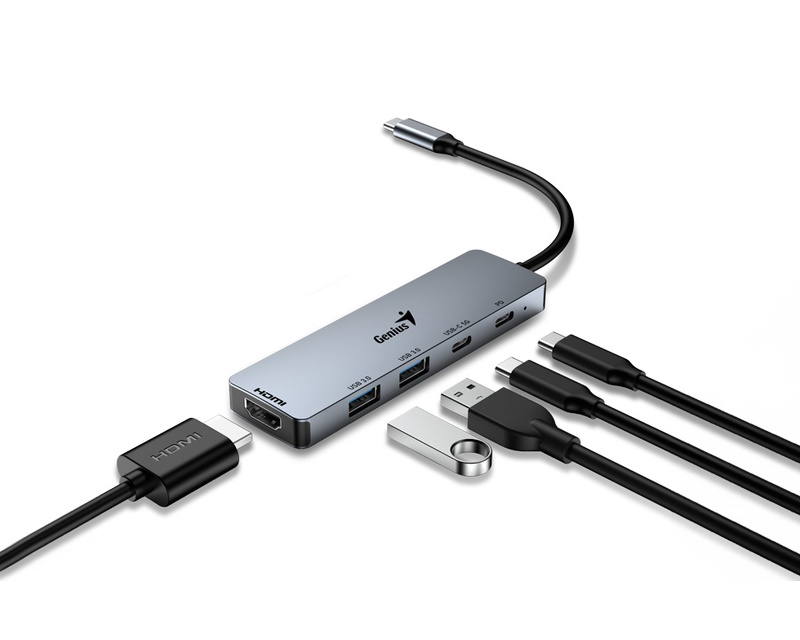 GENIUS UH-500 5-in-1 USB Hub srebrni