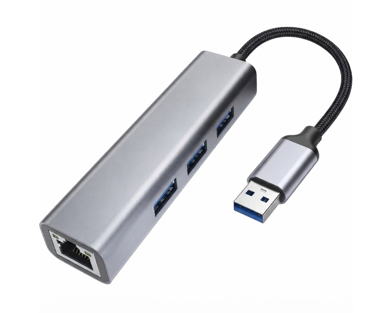 E-GREEN USB 3.0 - HUB (3 port USB 3.0 + 1port fast ethernet 1000Mbs)